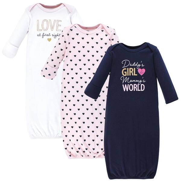 slide 1 of 1, Hudson Baby Infant Girl Cotton Gowns, Love At First Sight 0-6 Months - Love At First Sight