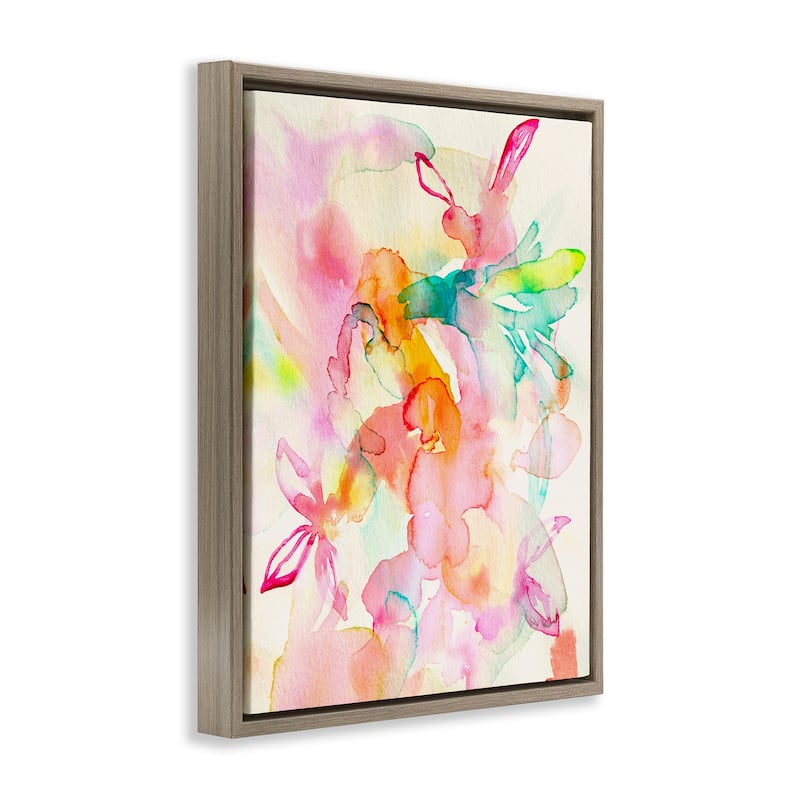 Stupell Abstract Watery Island Flowers Framed Floater Canvas Wall Art Design By Gemma Bardot