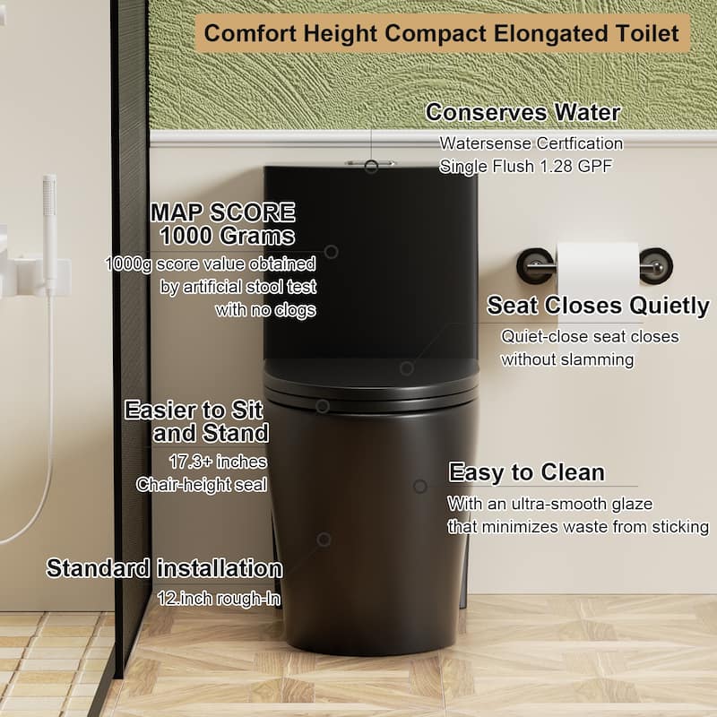 One Piece Elongated Toilet Tornado Flush. ADA Comfort Height 16.25 Inch. Dual Flush 1.1 1.6 GPF. MAP 1000g
