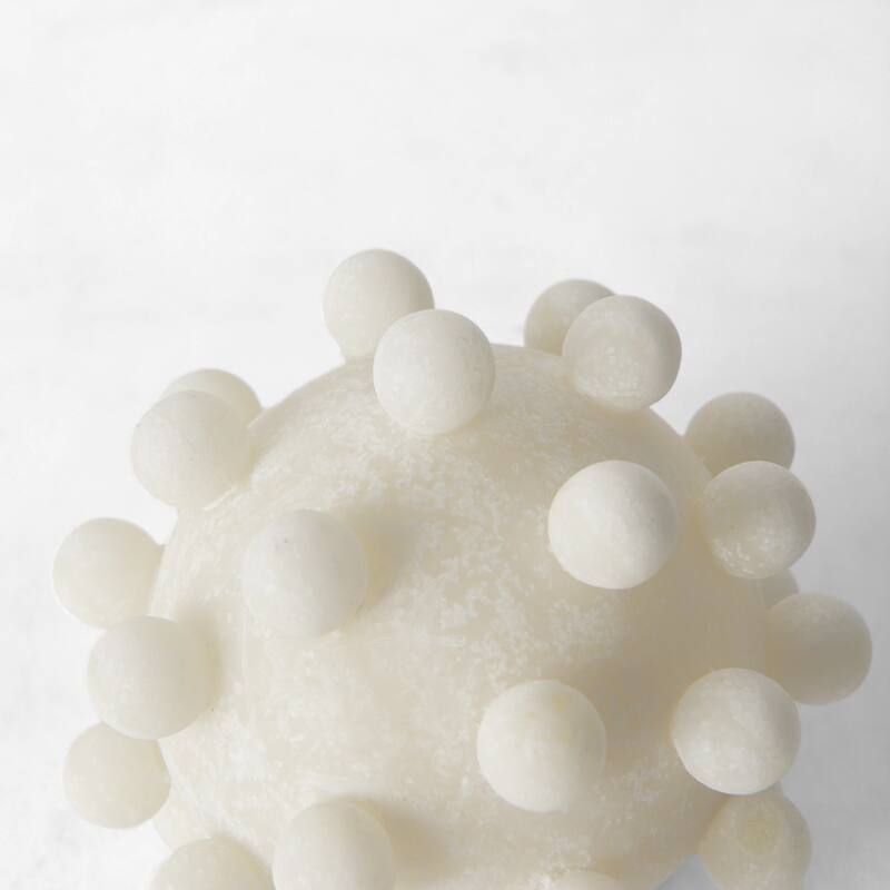 HomeRoots 6" Ivory Resin Knobby Nubs Orb Tabletop Sculpture