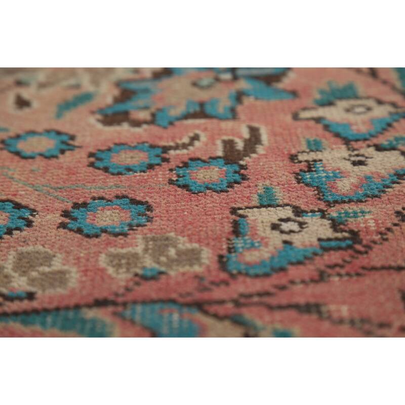 Pink Floral Tabriz Persian Area Rug Handmade Wool Carpet - 9'7" x 13'0"