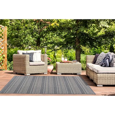 World Rug Gallery Bohemian Geometric Stripe Indoor/Outdoor Area Rug