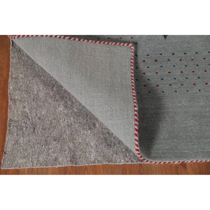Silver Gray Gabbeh Indian Area Rug Handmade Wool Carpet - 7'7"x 9'9"