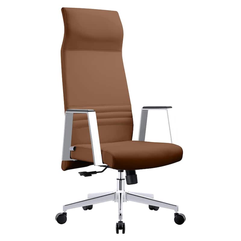 LeisureMod Aleen High-Back Office Chair with Swivel and Tilt - Dark Brown