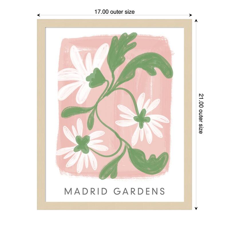 Madrid Gardens by Lucille Price Wood Framed Wall Art Print - 17 x 21 in - Brown