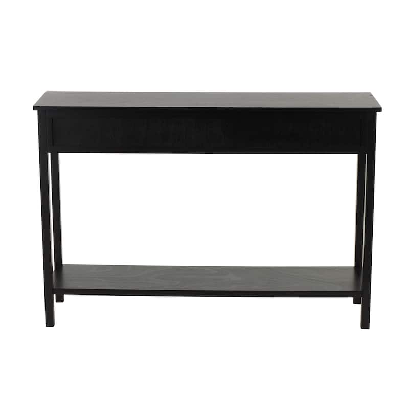 Wooden Handmade 3 Drawers Living Room Console Table with Gold Handles - Black - Roche River Decor