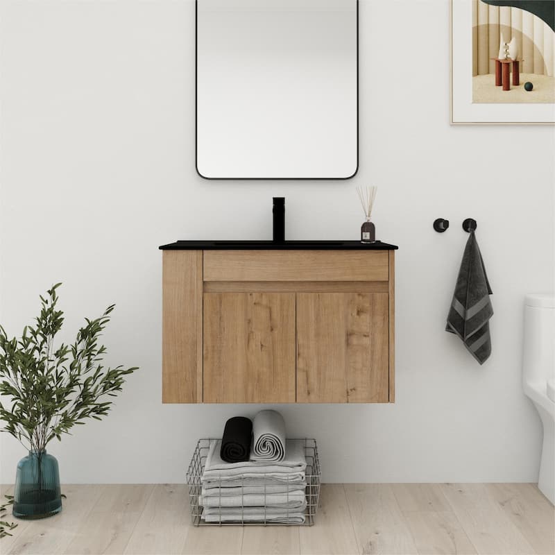 Bathroom Vanity With Sink In 30 Inch, Floating Bathroom Vanity With Soft Close Door and Shelf