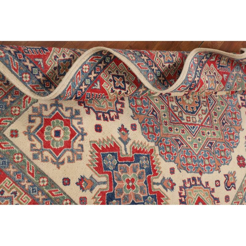 Kazak Oriental Area Rug Handmade Traditional Beige Wool Carpet - 5'0" x 6'6"