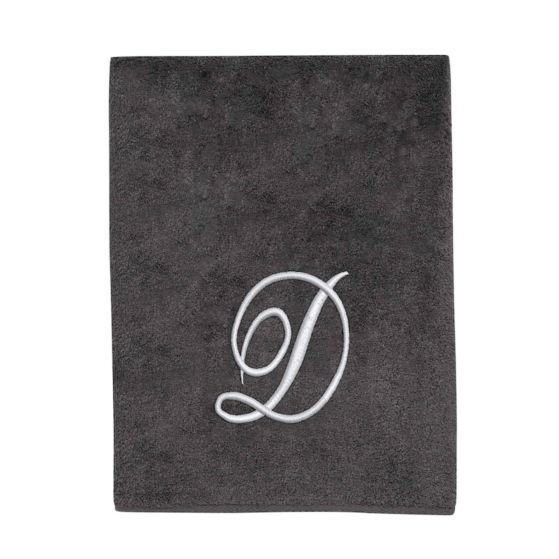 Avanti Linens Granite/Silver Script Monogram Bath Towel Letter D - Bath Towel