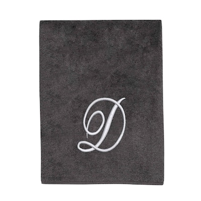 Avanti Linens Granite/Silver Script Monogram Bath Towel Letter D - Bath Towel