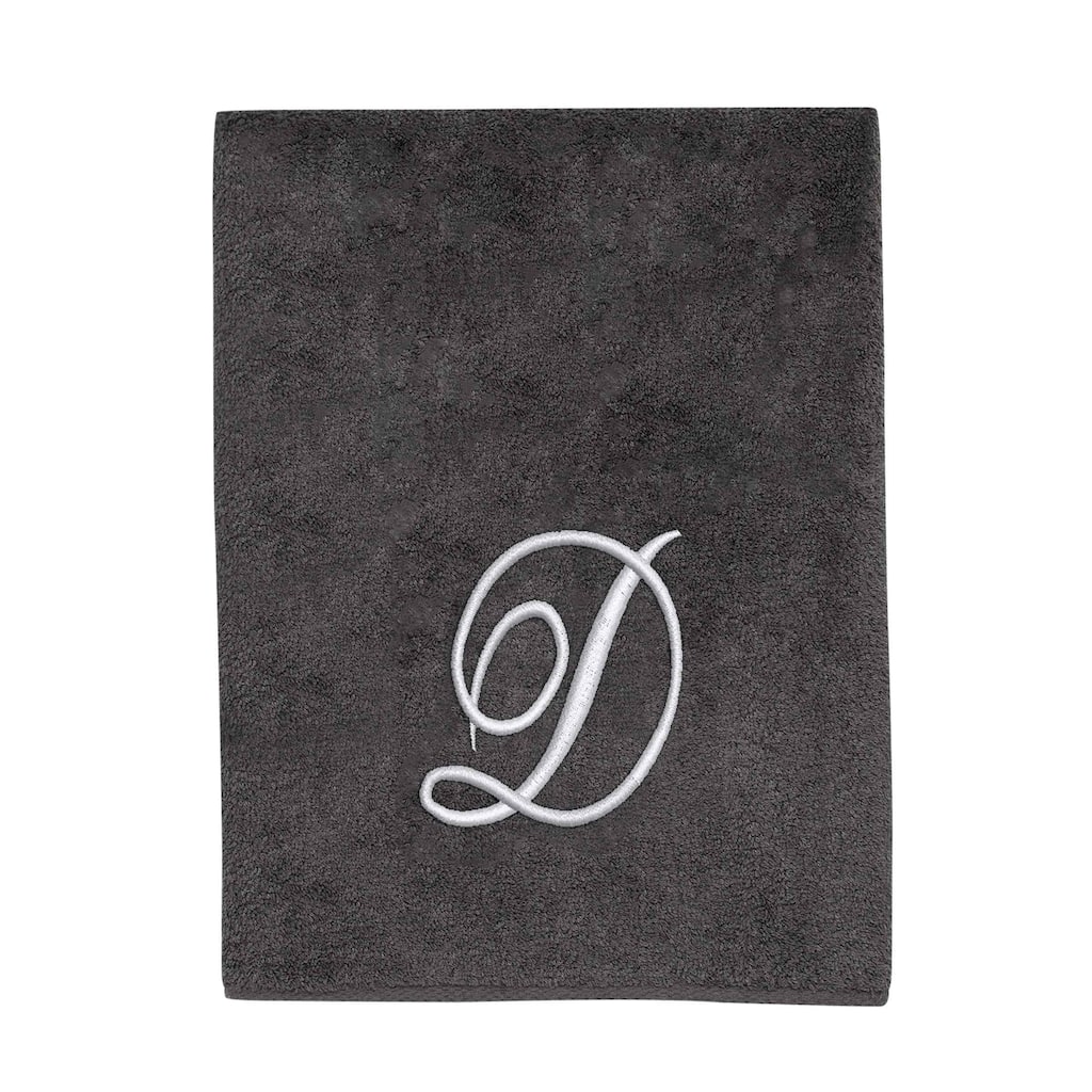 Avanti Granite with Silver Script Monogram Bath Towel Letter D - Bath Towel