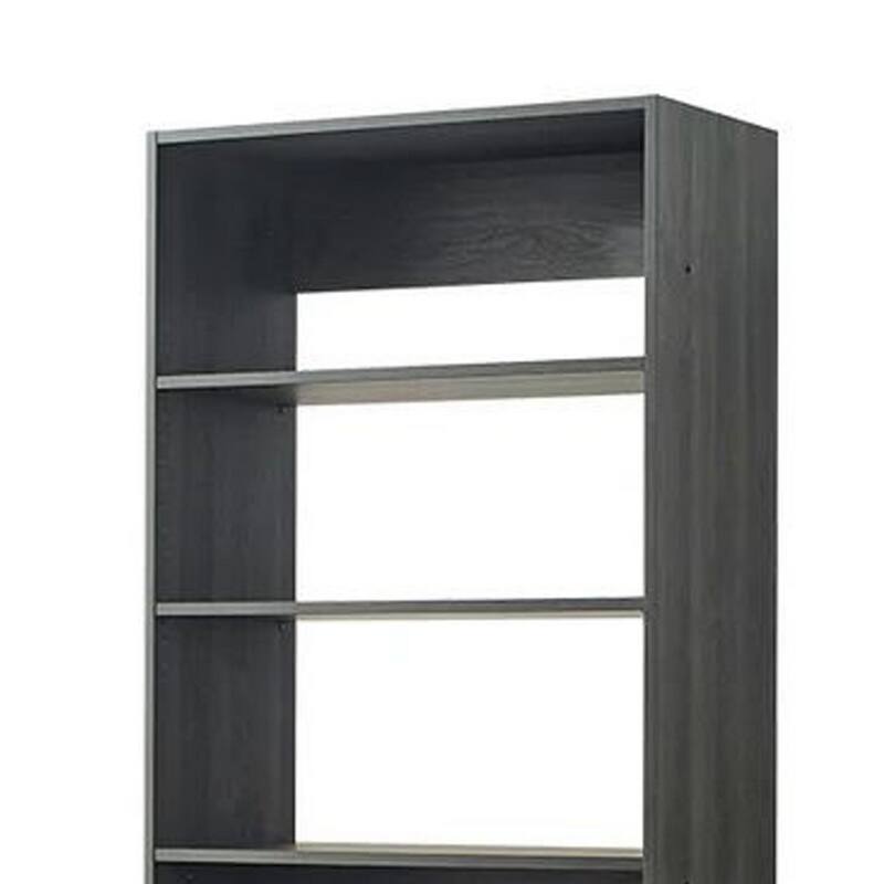 Dee Modular Closet System, 5 Tier Storage Shelves, Black Wood Finish