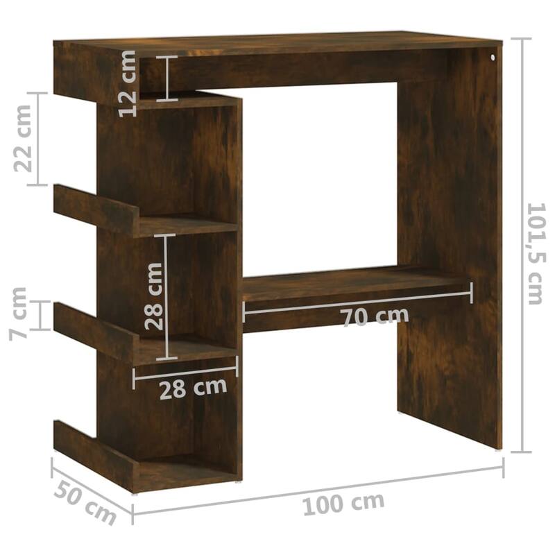 vidaXL Bar Table with Storage Rack 39.4"x19.7"x40" Engineered Wood - 39.4" x 19.7" x 40"