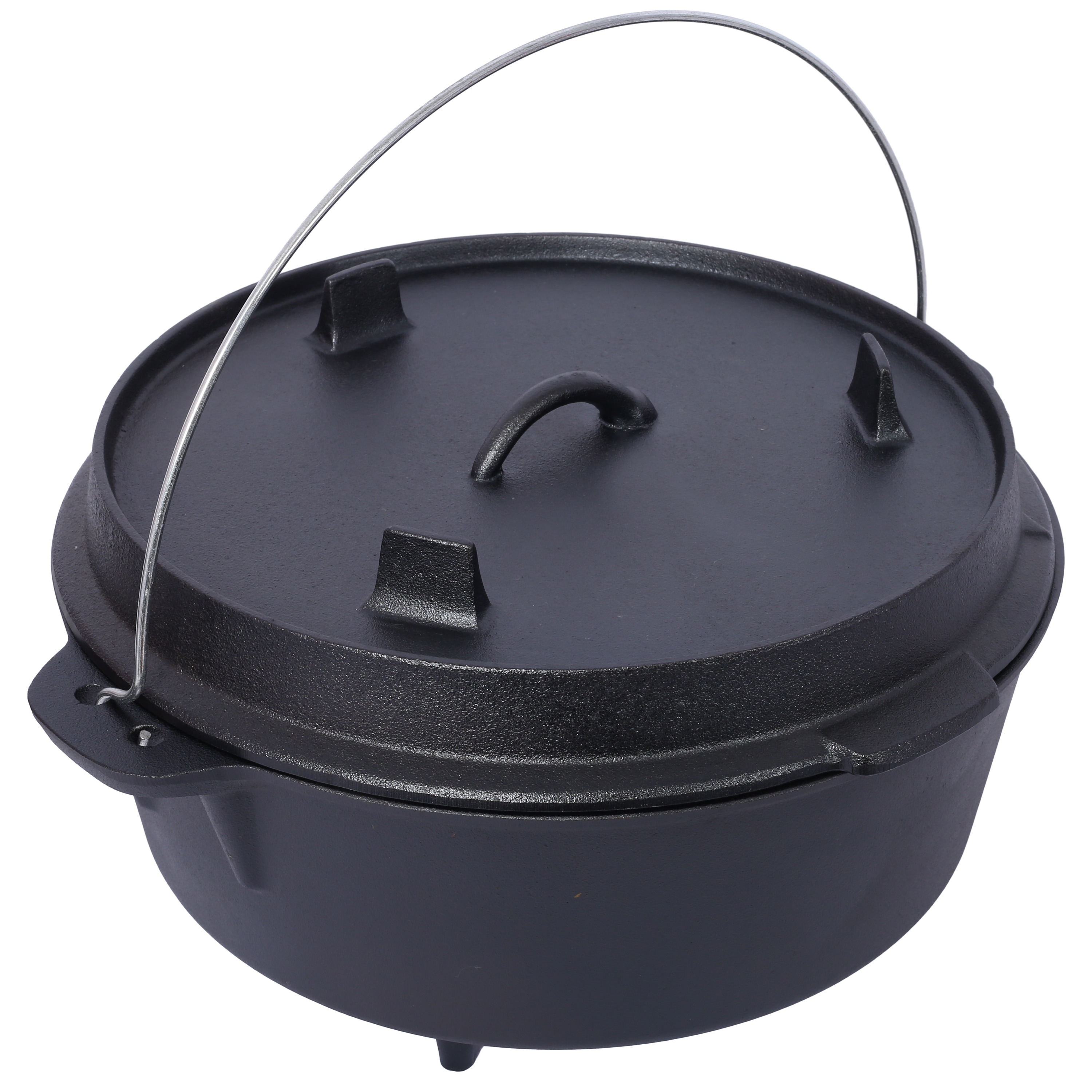 Pre-Seasoned Cast Iron Dutch Oven for Outdoor Camping, 2-in-1 Cast Iron Dutch Oven Pot with Versatile Skillet Lid