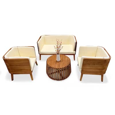LuXeo Olivia Teak Deep Seating Set - 4 Person