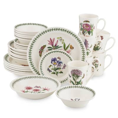 Portmeirion Botanic Garden 30-Piece Dinnerware Set - White and Floral Designs