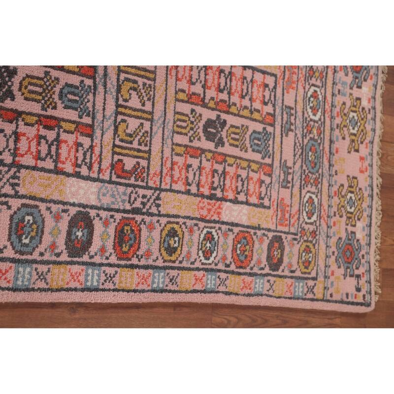 Geometric Khotan Oriental Runner Rug Wool Carpet - 2'6"x 9'9"