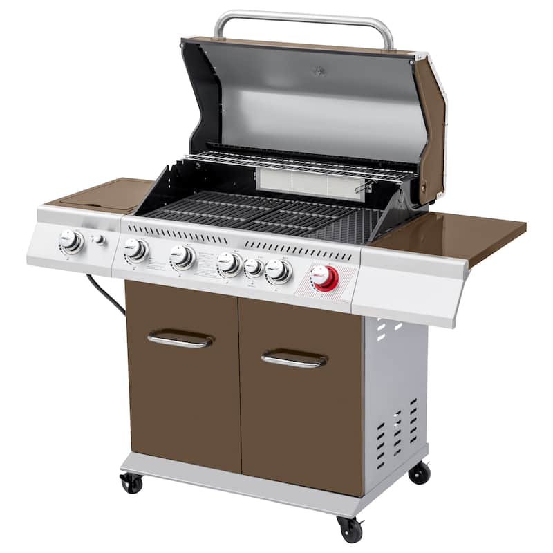 Royal Gourmet 5-Burner Cabinet Style Gas Grill with Side Burner