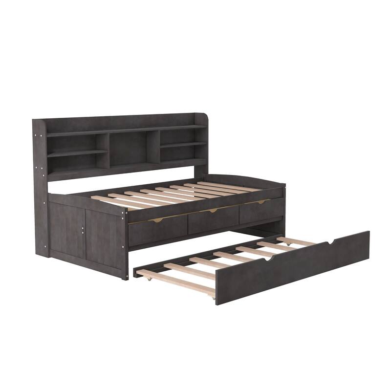 Twin Size Wooden Captain Bed