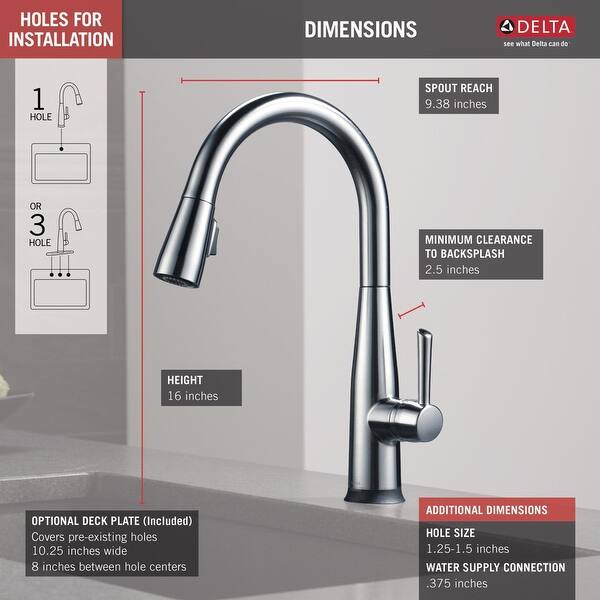 Delta 9113t Dst Essa Pull Down Kitchen Faucet With On Off Delta 9113t Dst Essa Pull Down