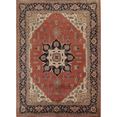 Vegetable Dye Heriz Serapi Persian Area Rug Hand-knotted Wool Carpet - 9'0" x 11'3"