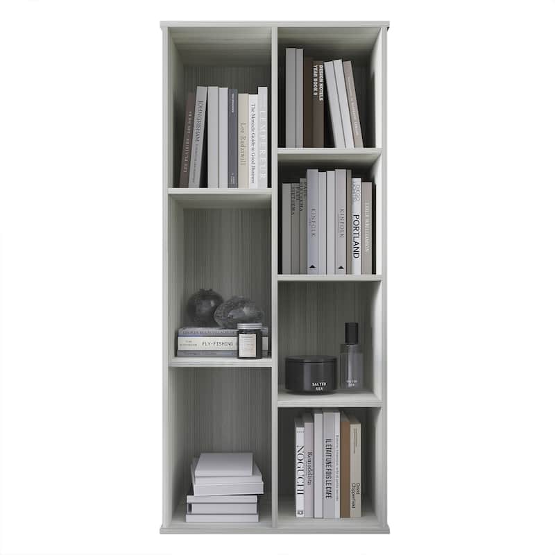 CraftPorch Simple Wooden Seven Cubby Shelves Bookcase - Light Grey