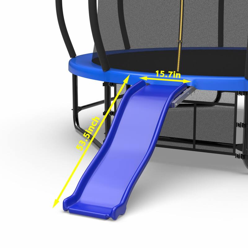Outdoor trampoline slide, blue