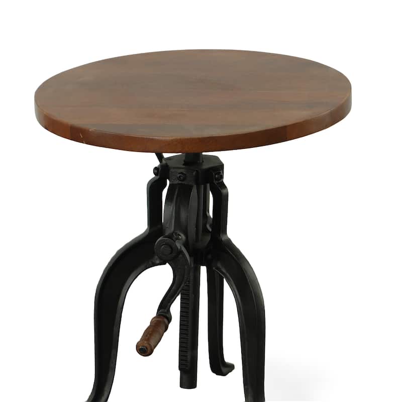 Carolina Living Regan Adjustable Accent Table - Chestnut Top - Black Base