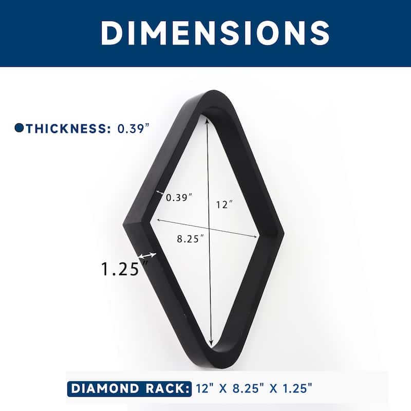 GSE™ Black Solid Wood Billiard 8-Ball Triangle/9-Ball Diamond Pool Ball Racks for 2-1/4" Pool Balls