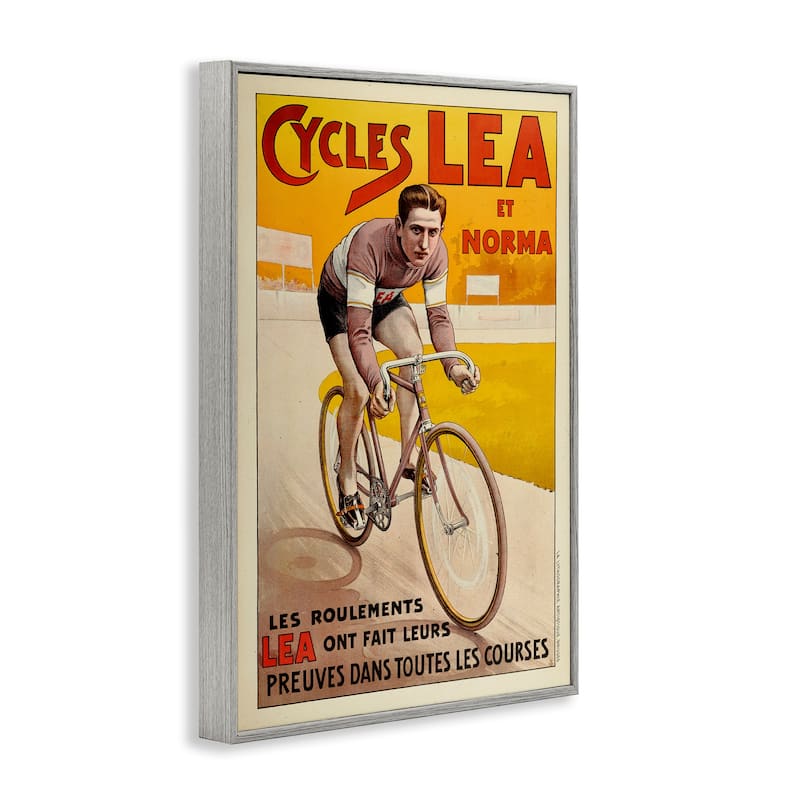 Stupell Yellow Antique Cycling Poster Framed Giclee Art Design By Marcus Jules
