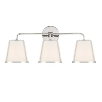 Fulton 3 Light Polished Nickel Bathroom Vanity - 23.25'' W x 9.25'' H x 7.5'' D