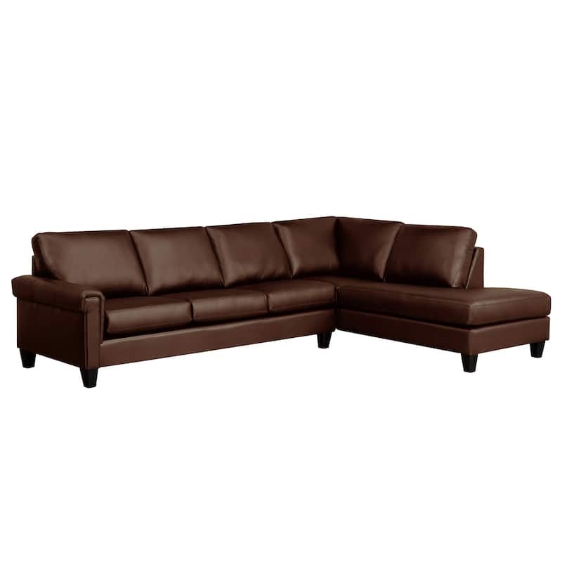 Brooke Top-grain Italian Leather Sectional Sofa - Chestnut Brown - Right Facing