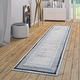 preview thumbnail 15 of 55, Soft Border Rug Modern Trellis Rug Polyester Stripe Rug Blue - 2' x 8' - Runner