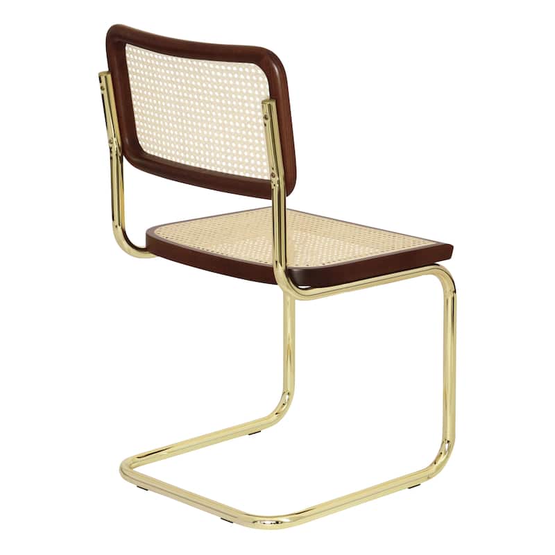 Breuer Chair Company Marcel Breuer Cesca Cane Cantilever Side Chair w/ Brass Steel Frame (Various Wood & Cane Colors)