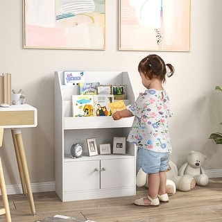 Kids Bookcase with 3 Shelves, 1 Storage Compartment and 1 Cabinet