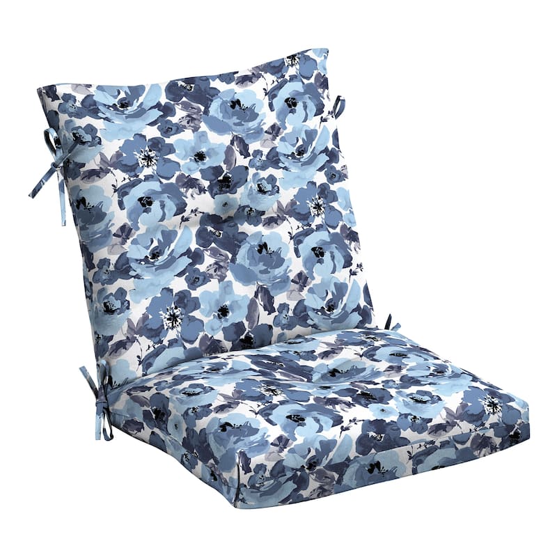 ARDEN Outdoor Plush Modern Tufted Blowfill Dining Chair Cushion, 21 x 40 - Blue Garden Floral