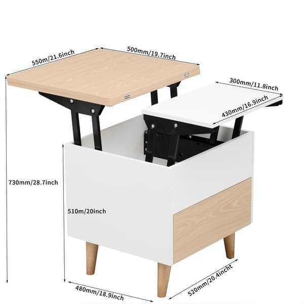 Modern Multi-functional Coffee Table Extendable with Storage & Lift Top ...