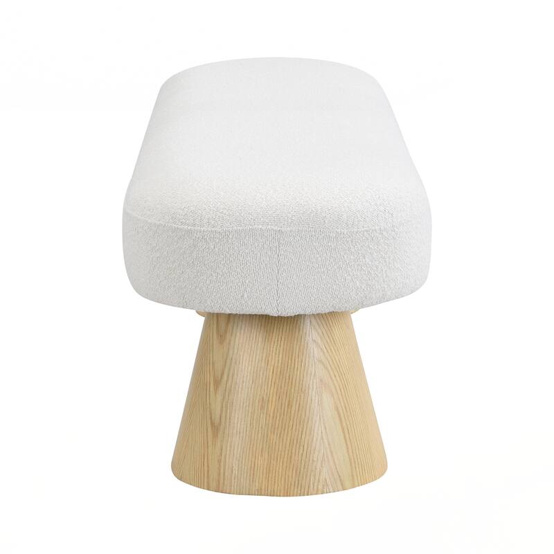 Upholstered Bedroom End of Bed Entryway Bench, Boucle Ottoman for Living Room