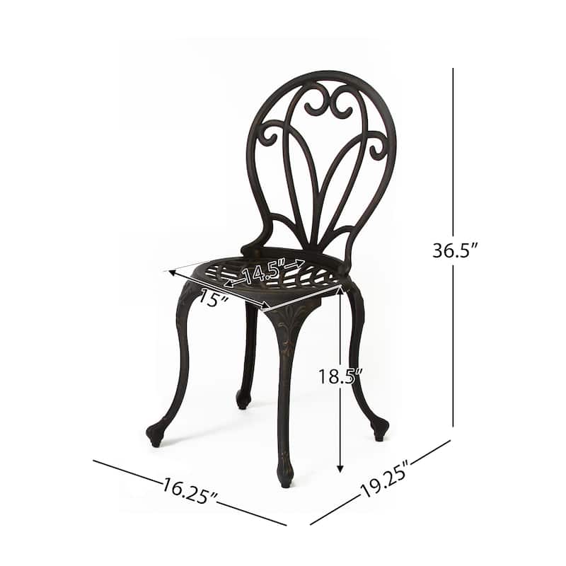 Roomfitters 3-Piece Outdoor Bistro Set Cast Aluminum Patio Dining Furniture with Round Table and Chairs, Black+Gold