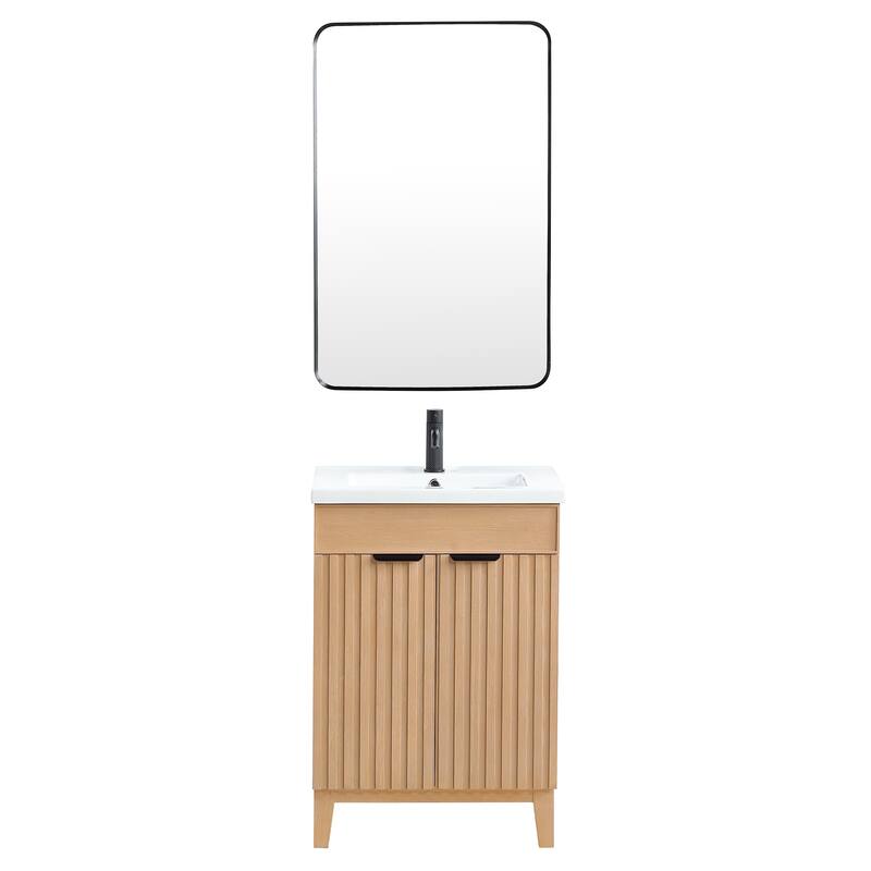 Palos Single Bath Vanity with Ceramic Basin Top and Mirror