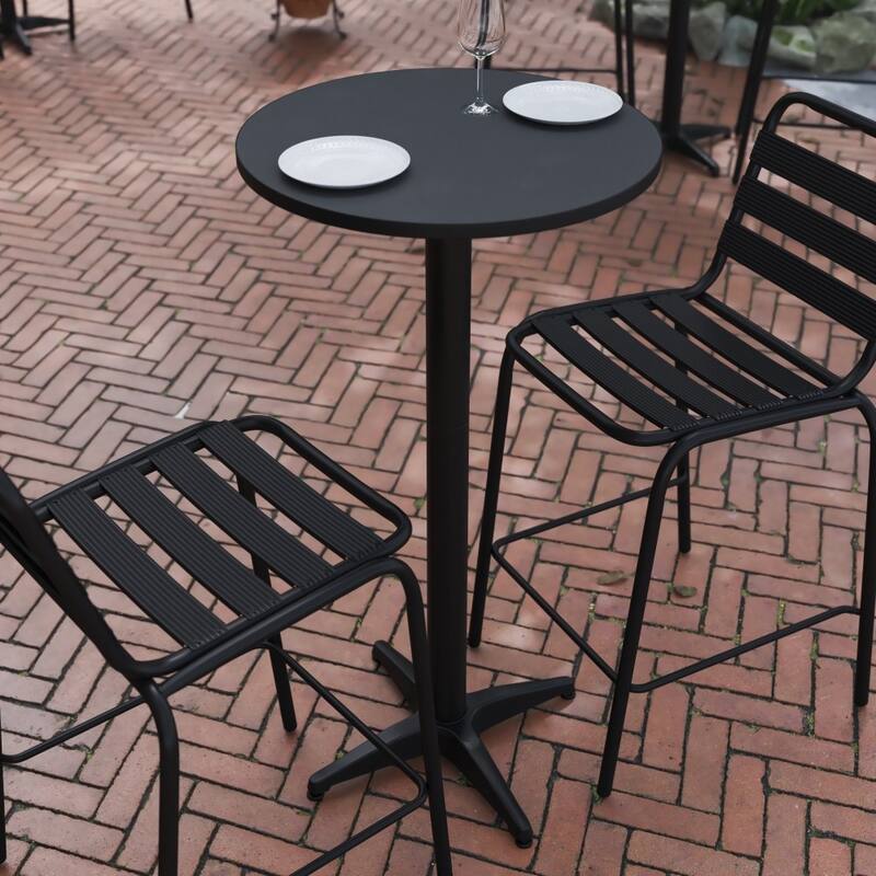 Indoor/Outdoor 23.5" Aluminum Round Bar Height Table with Cross Base