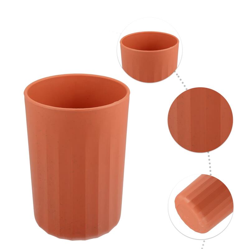 1Pc Bathroom Tumbler with Smooth Lines Wheat Straw Cup Orange 4.09"x2.80"