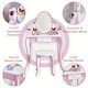 preview thumbnail 7 of 8, Kids Vanity Makeup dresser set with 360 Mirror Drawer Dressing Table Stool Girl - 11.6*39.3*26.7