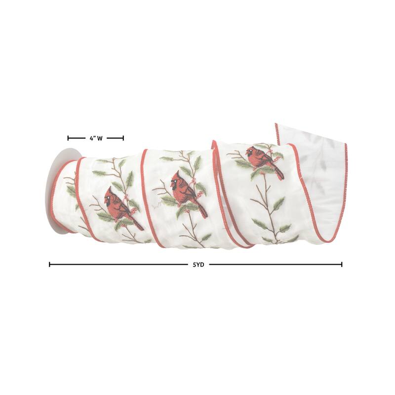 4"X5Y Sheer Cardinal Dupion Ribbon