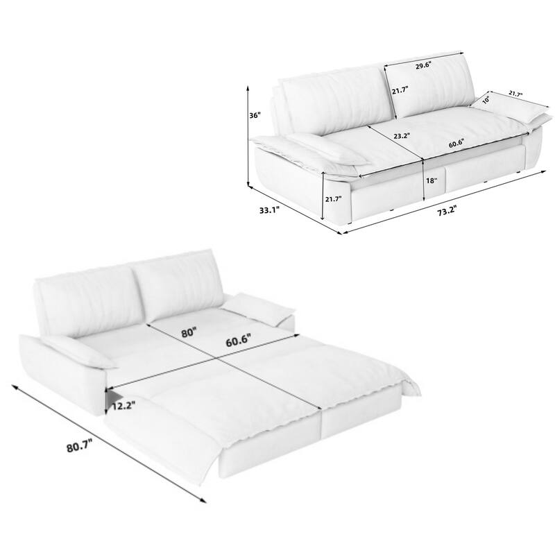 Homy Casa 73.2''/94.5" Queen/King Pull Out Sofa Bed, 3-in-1 Corduroy ...