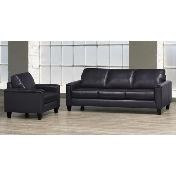 Auckland Top Grain Leather Sofa and Armchair Set Bed Bath & Beyond 28094221