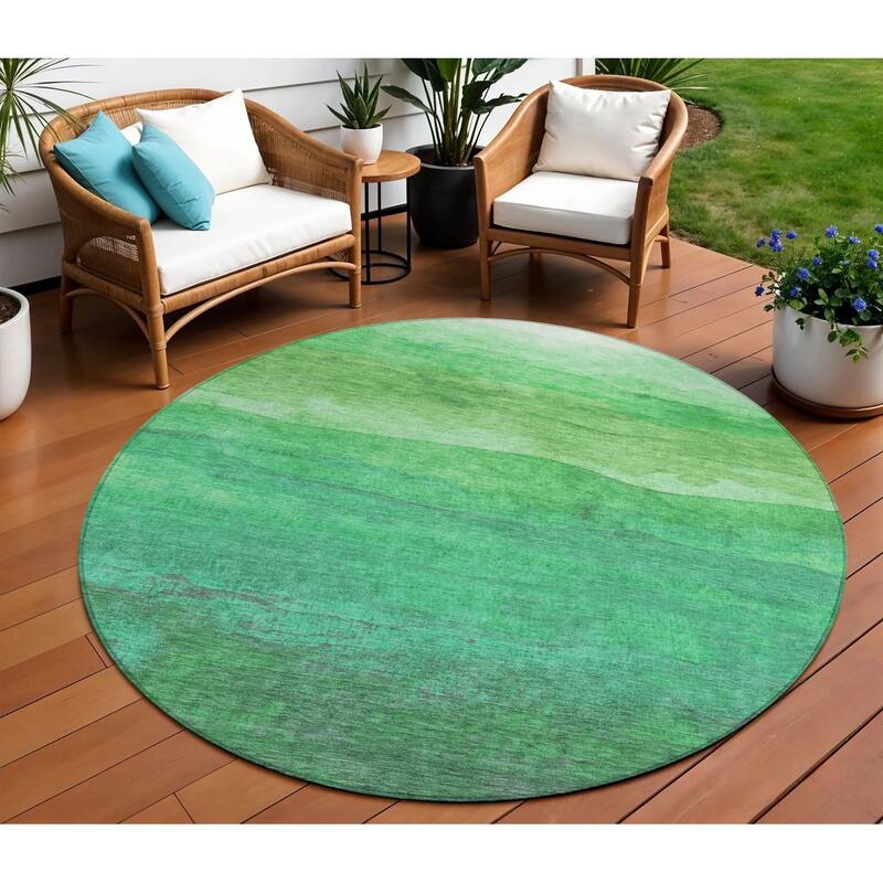 HomeRoots Abstract Modern Rectangle Outdoor Rug - 8' Round