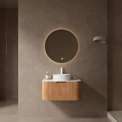 Wall Mounted Single Bathroom Vanity with Ceramic Countertop