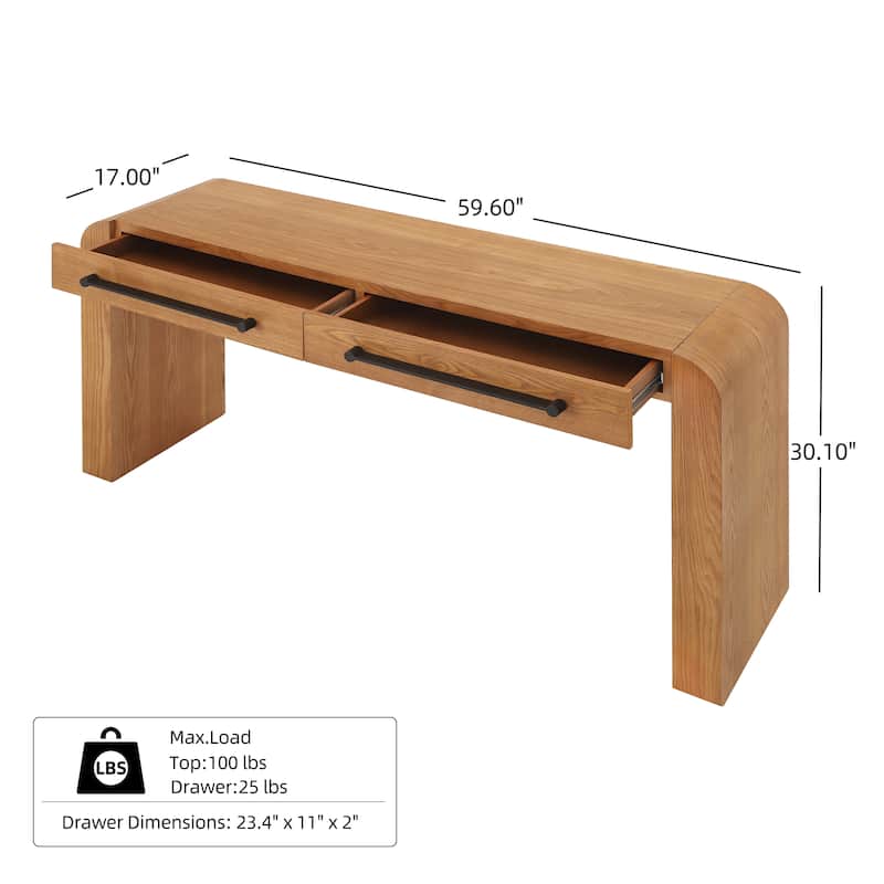 Christopher Knight Home - Astra Modern Ash Veneer Console Table with 2 Drawers and Metal Handles