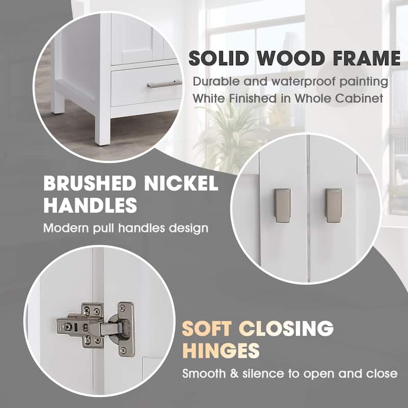 OpalithD 72 in. Bathroom Vanity with Double Sinks, Wood Bath Cabinet with Top